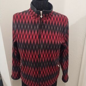 Allison Daley Red and Black Argyle Jacket